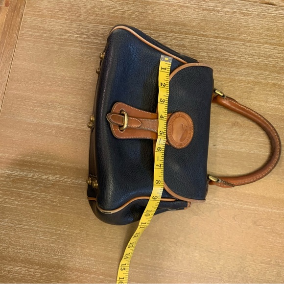 Dooney & Bourke Navy and Brown Leather Satchel - Picture 3 of 14
